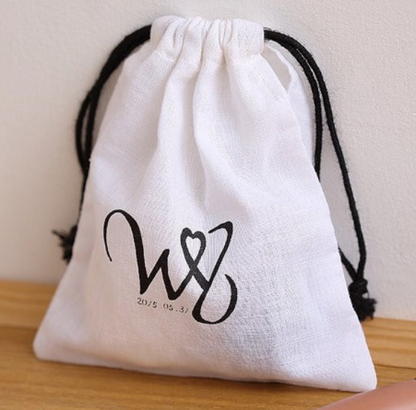 White Cotton Drawstring Bag